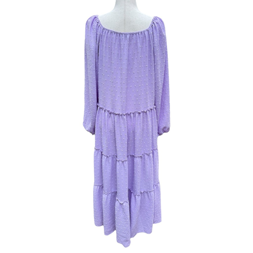 NWT Zoco Lavender Daymaker Dress Boho Maxi Cottagecore Feminine Flowy Chic Tiers - Picture 12 of 15